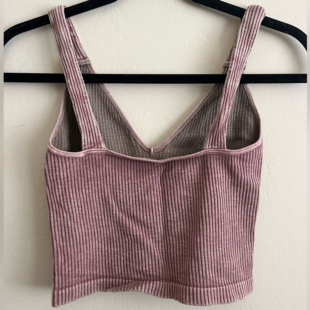 Intimately Free People Pink Washed Seamless Crop Ribbed Tank Top sz XS/S - Picture 3 of 4